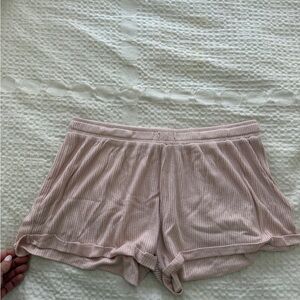 Cozy Pink Ribbed Sleep Shorts